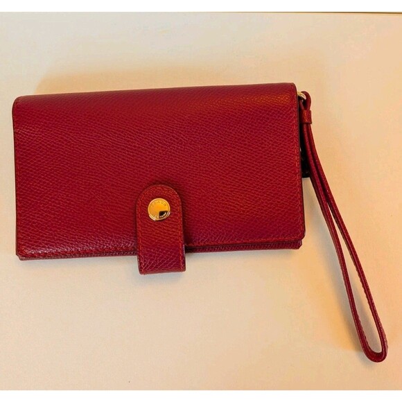 COACH F53977 True Red Crossgrain Pebbled Leather Phone Case Wallet Wristlet - Picture 1 of 8